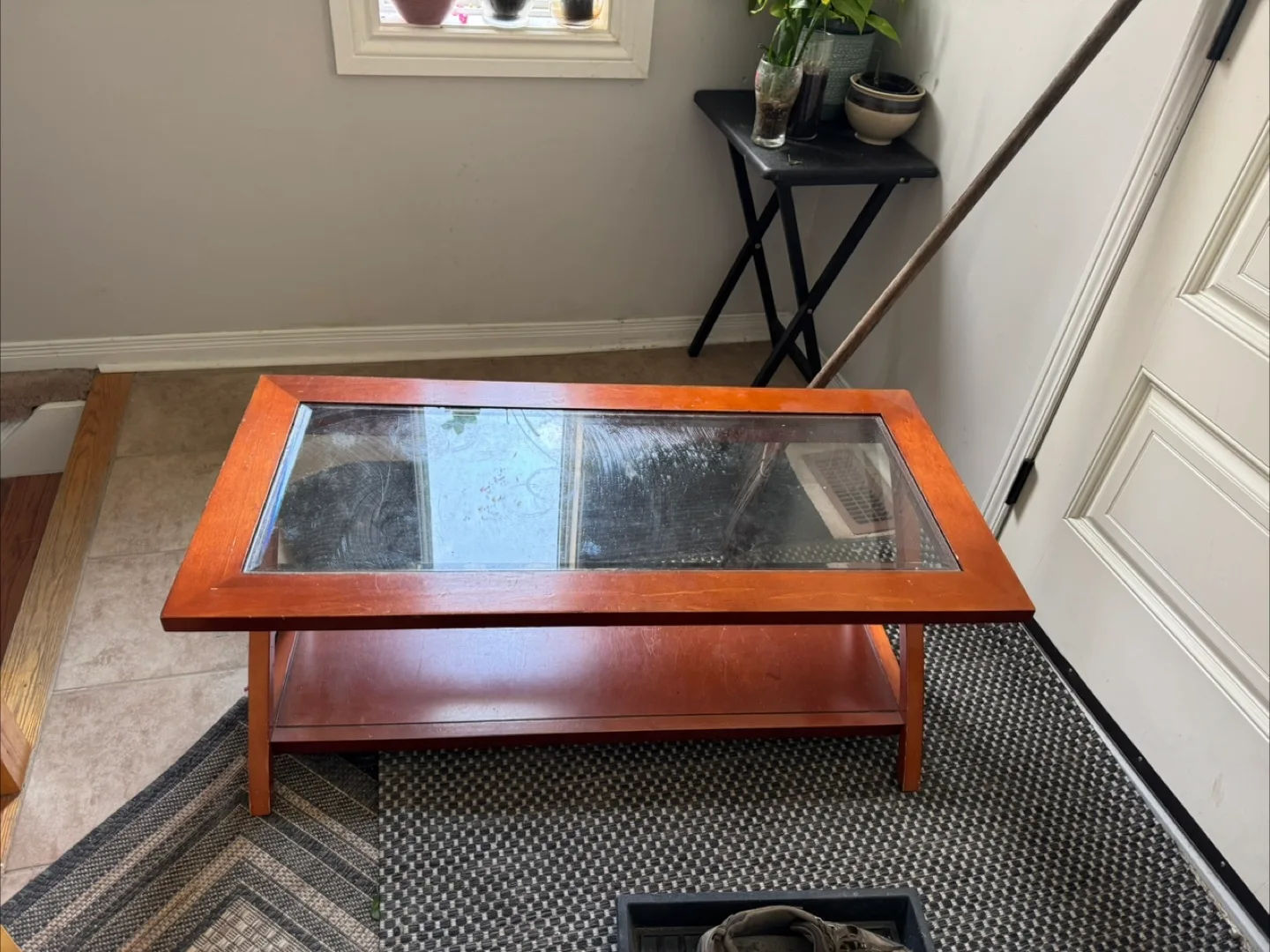 Wooden Coffee Table with Glass Top thumbnail