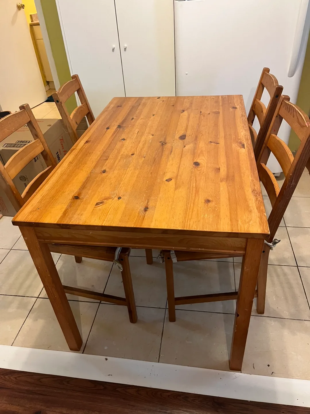 Wooden Dining Table with 4 Chairs thumbnail