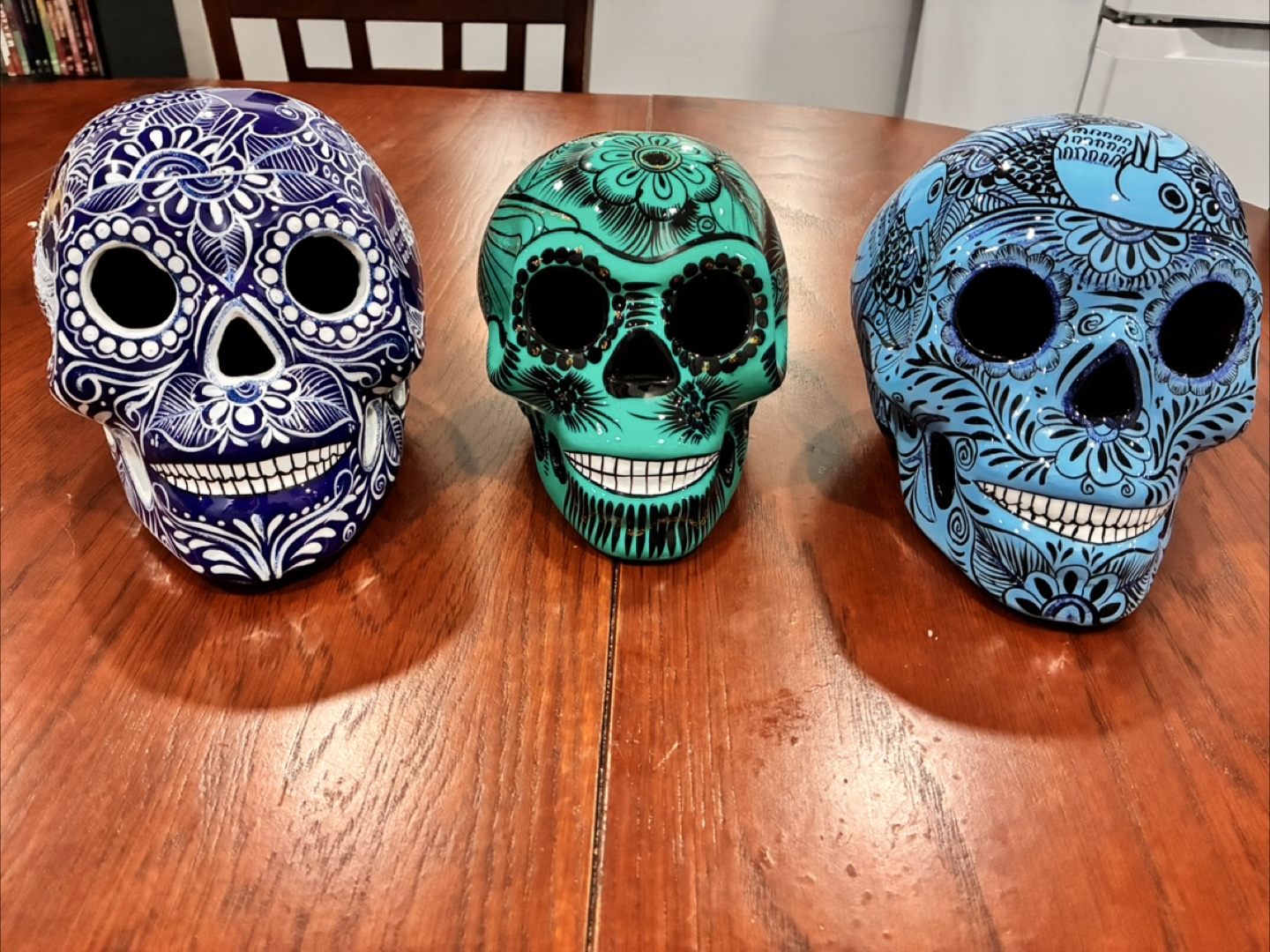 Hand-Painted Decorative Talavera Skull Set - photo 2