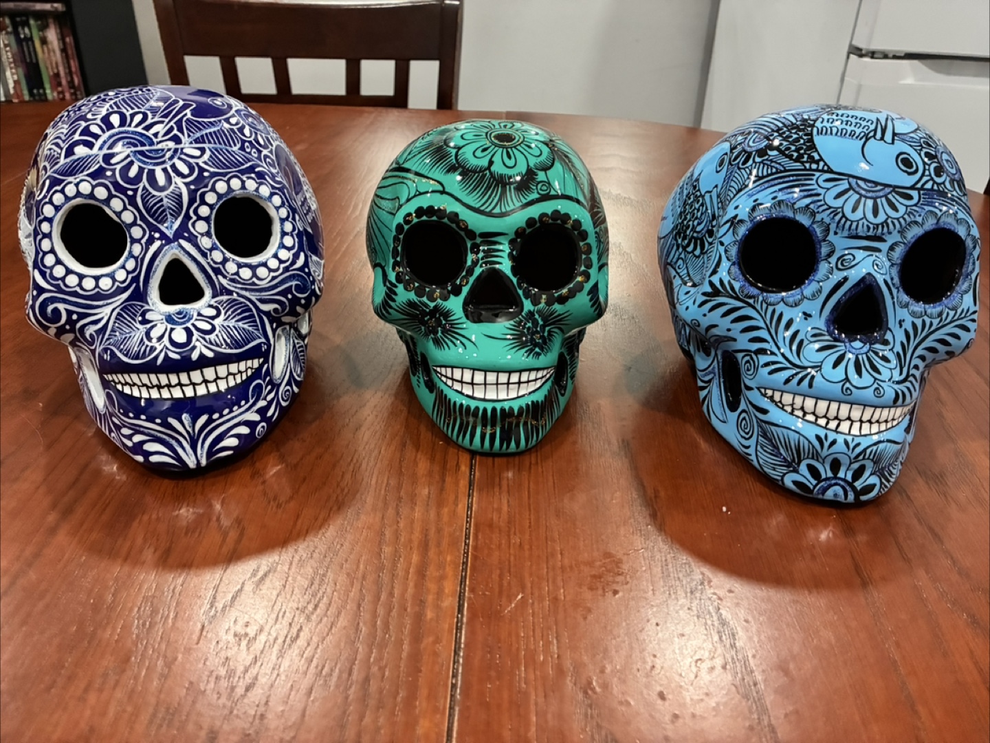Hand-Painted Decorative Talavera Skull Set