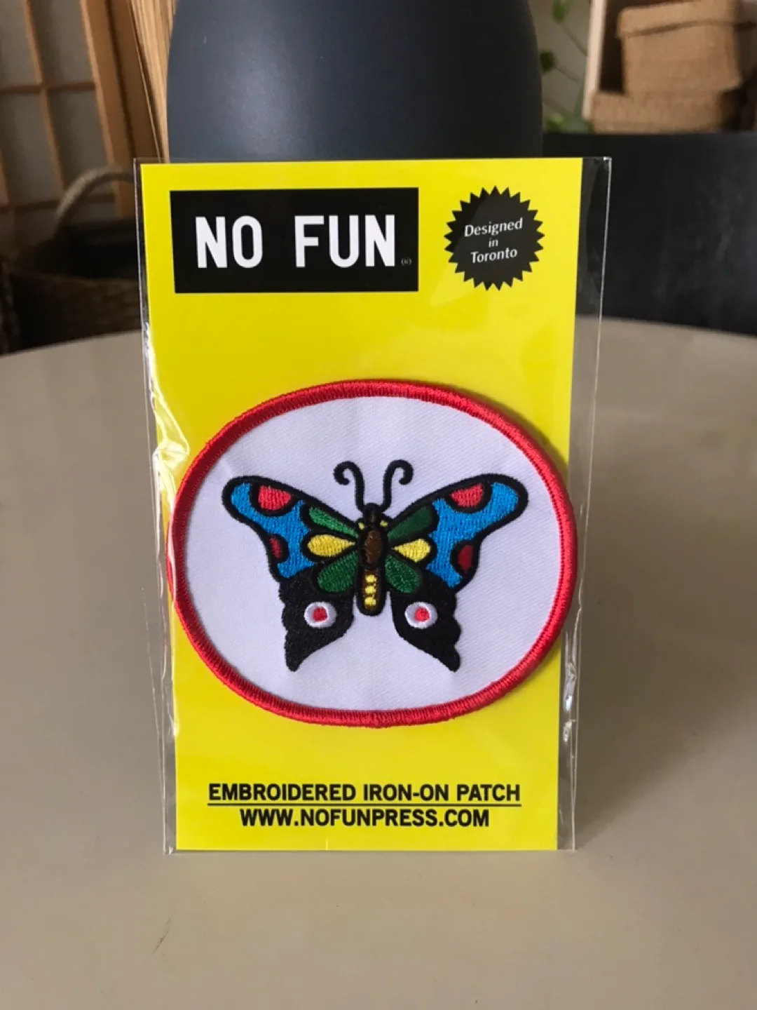 “NO FUN” Brand Butterfly Patch +Free “destructible” Sticker! thumbnail