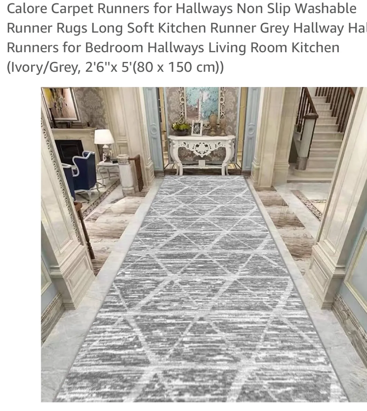 Calore Grey Hallway Runner Rug - 2'6"x 5' thumbnail