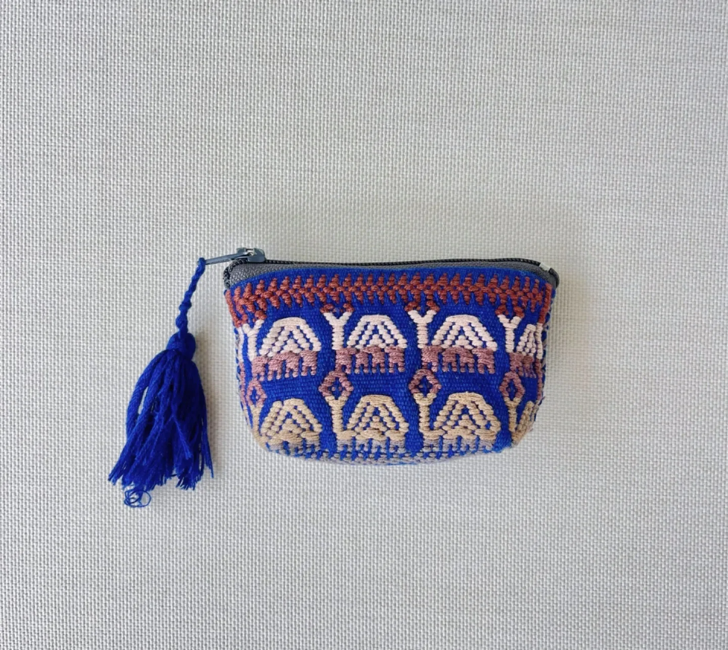 New hand made Blue Embroidered Coin Purse with Tassel thumbnail