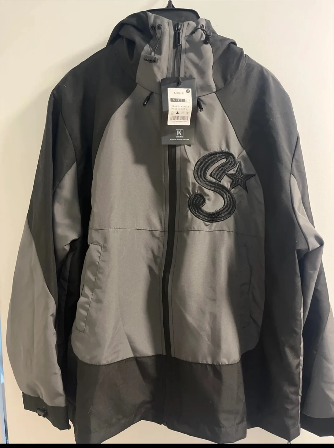 New AOKLOK Grey & Black Hooded Jacket Size S thumbnail