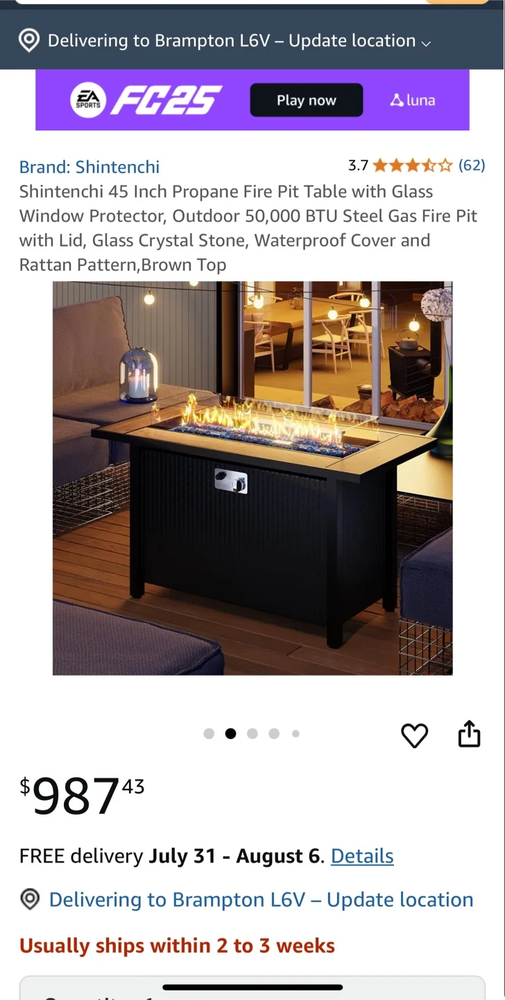 45" Propane Fire Pit with glass protector and waterproof cover image indicator(2)