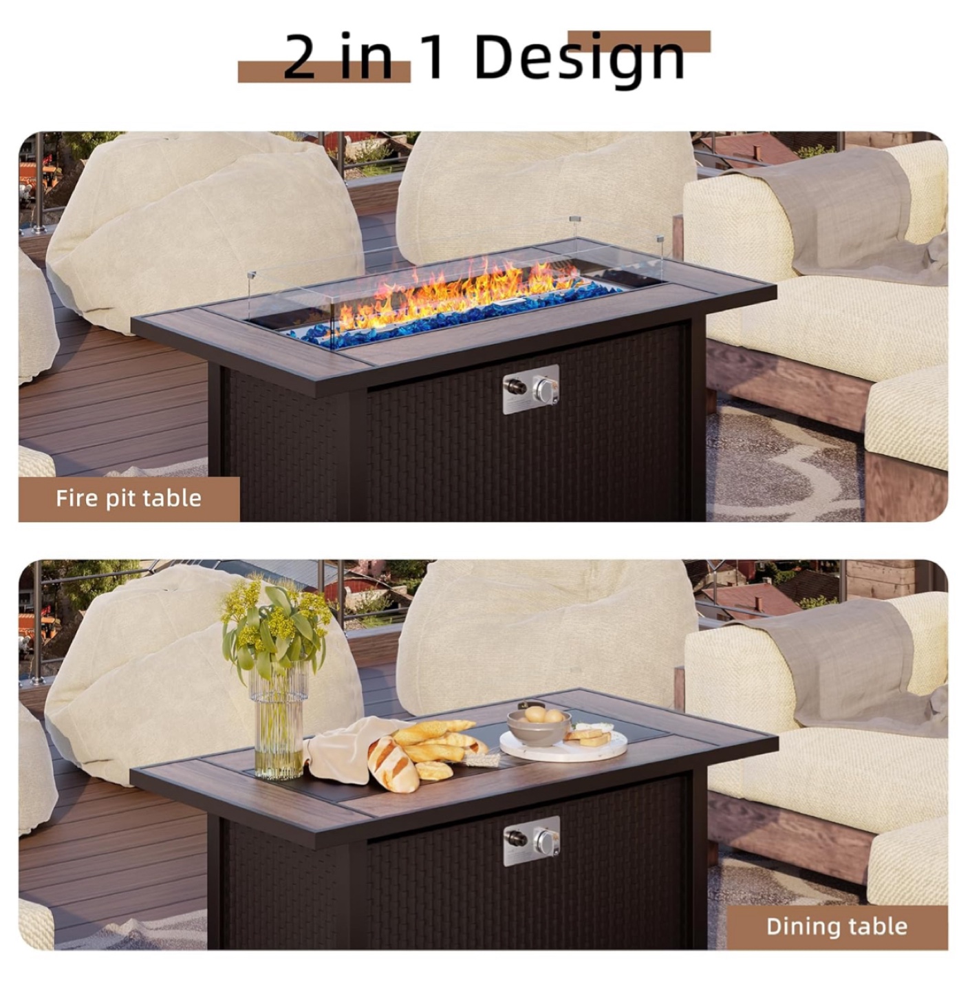 45" Propane Fire Pit with glass protector and waterproof cover - photo 5