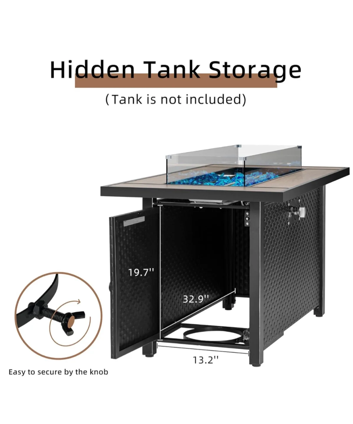 45" Propane Fire Pit with glass protector and waterproof cover image indicator(6)