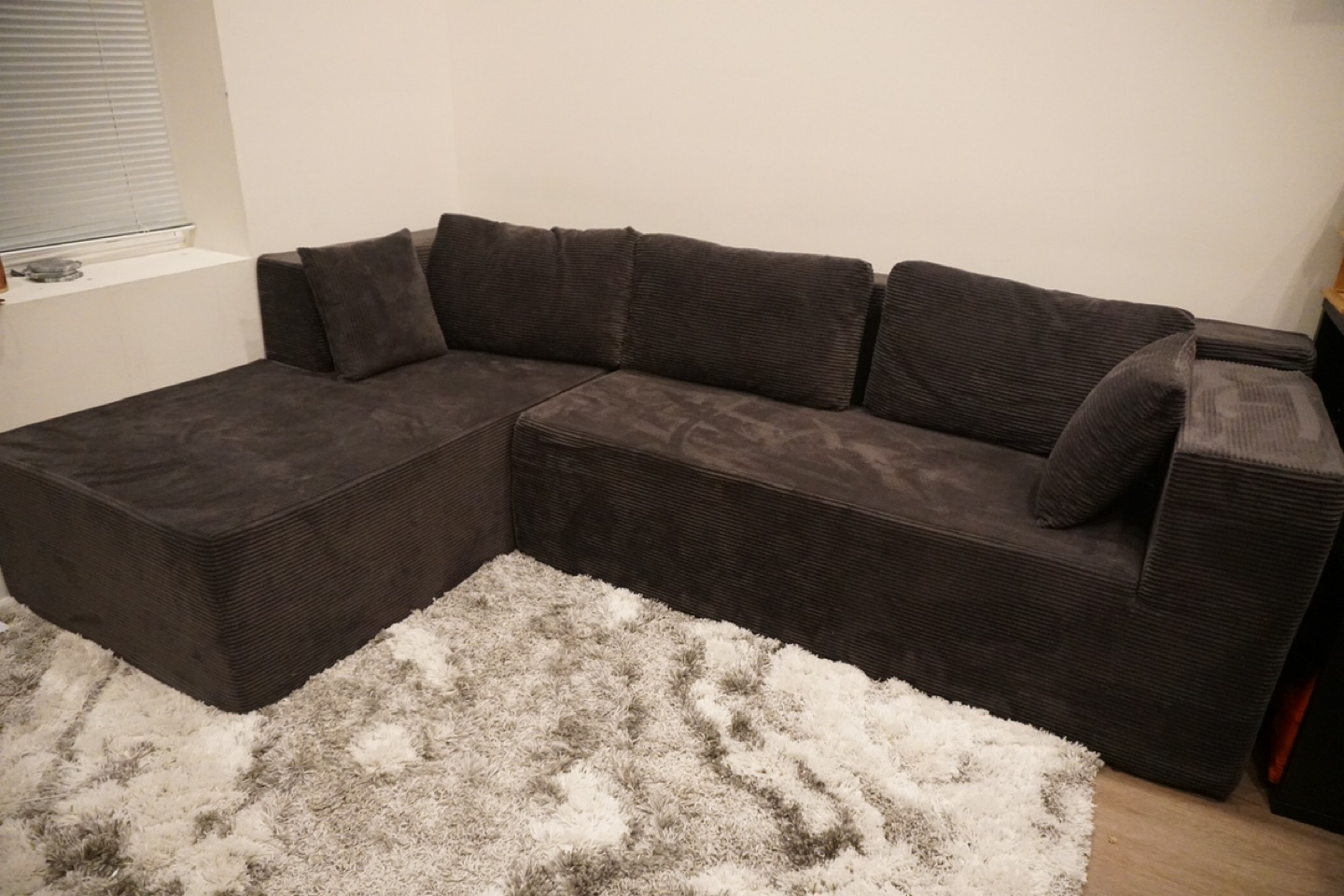 YOU WONT FIND A BETTER DEAL! corduroy sectional- Dark grey