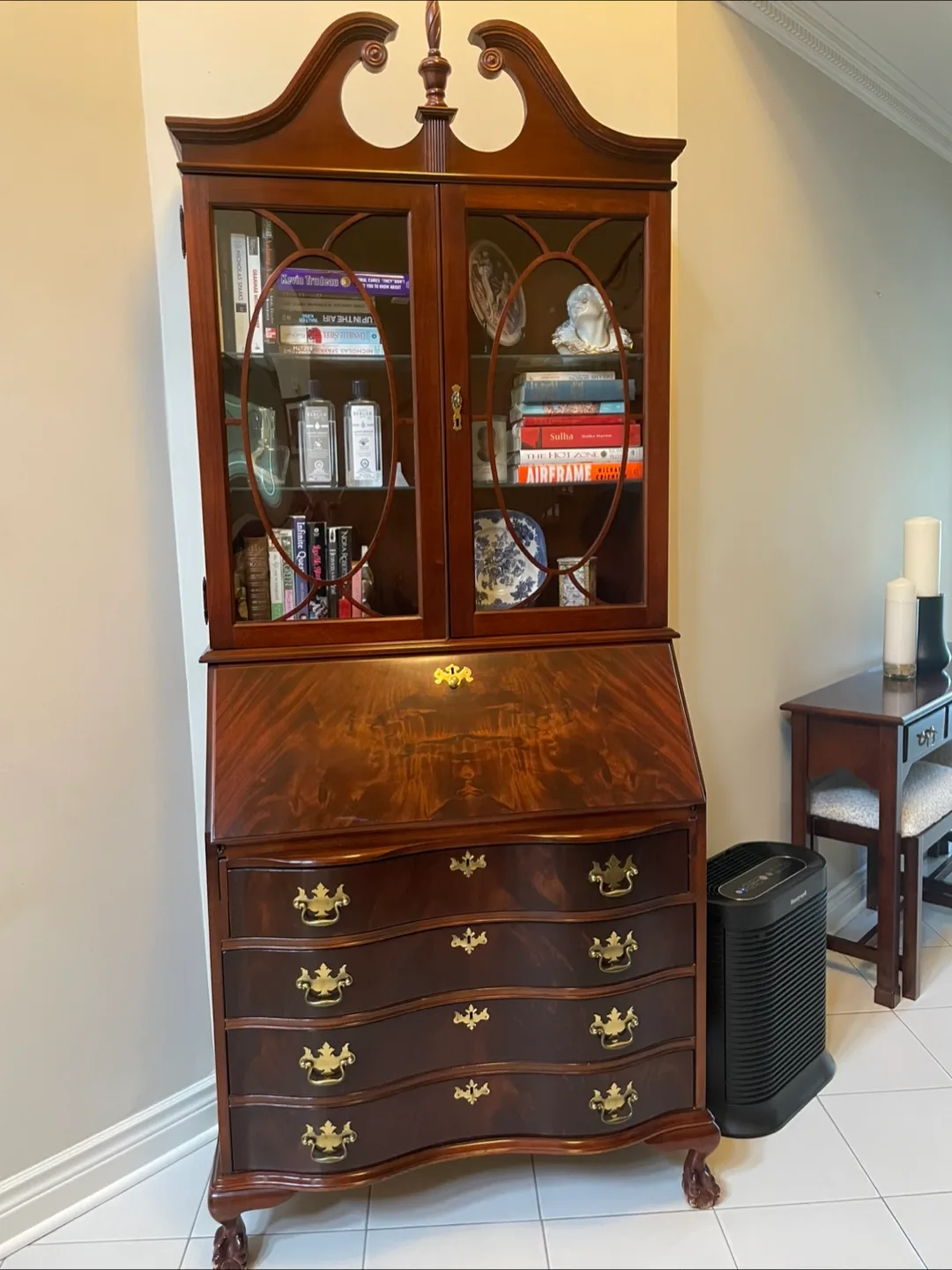 Antique Mahogany Secretary Desk with Hutch thumbnail