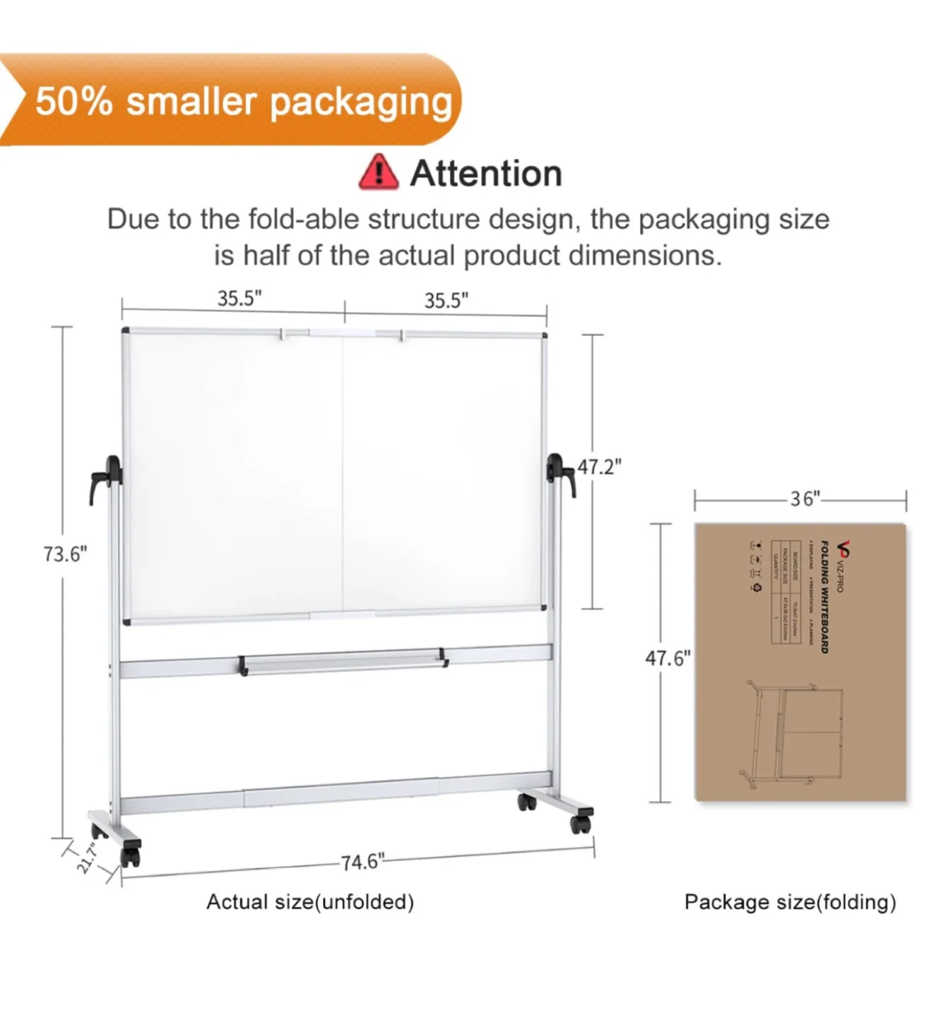 Rolling Whiteboard - 72x48 Double Sided image indicator(2)