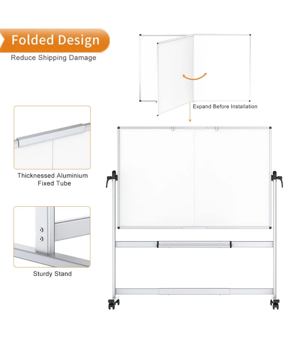 Rolling Whiteboard - 72x48 Double Sided image indicator(5)
