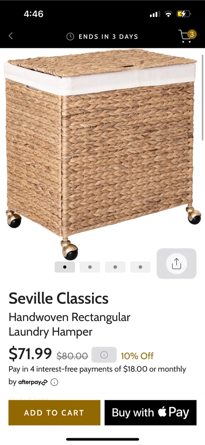 Seville Classics Handwoven Rectangular Laundry Hamper image indicator(2)