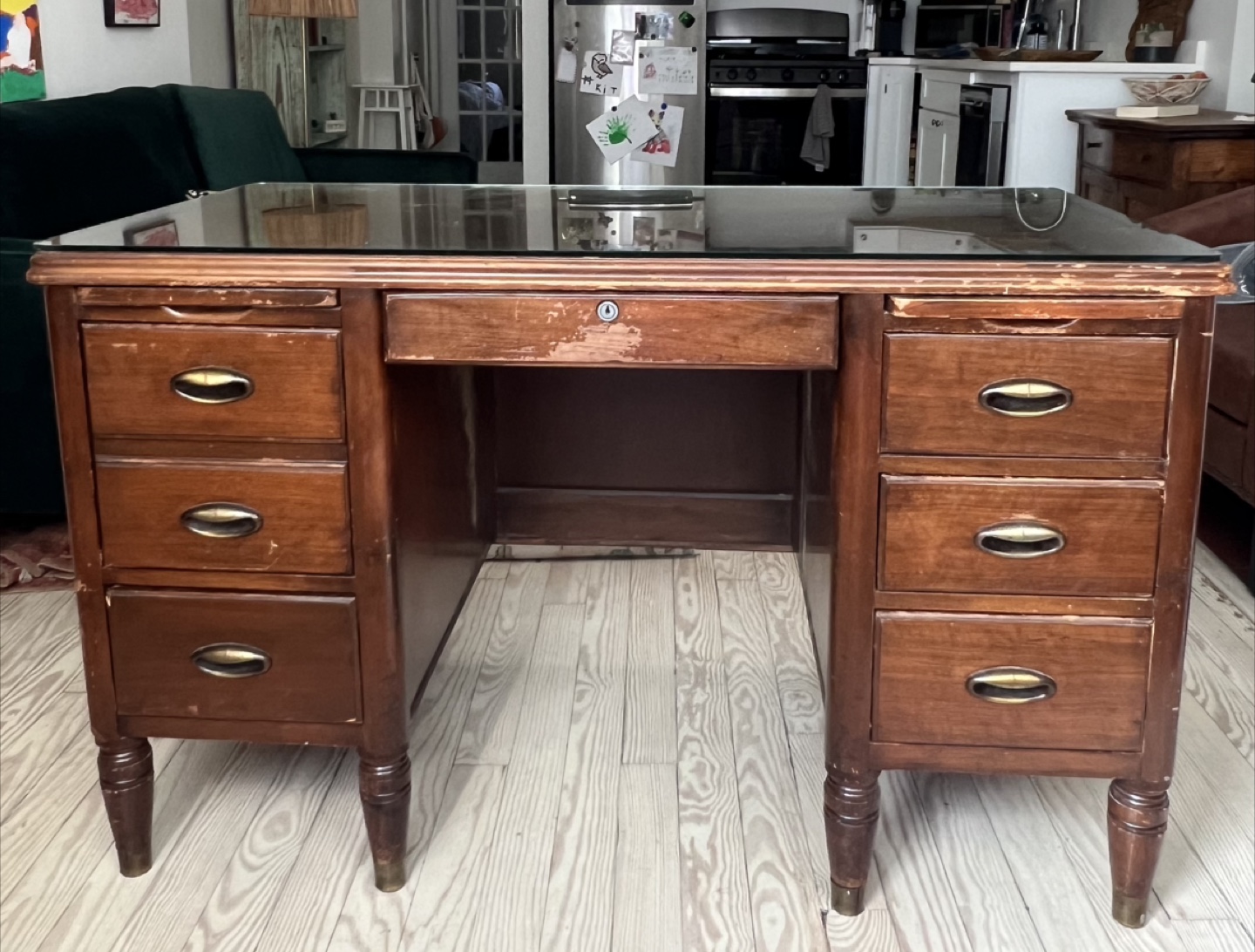 Antique Brown Wood Desk