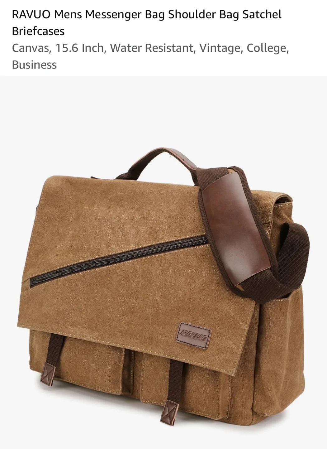 RAVUO Mens Messenger Bag 15.6 Inch thumbnail
