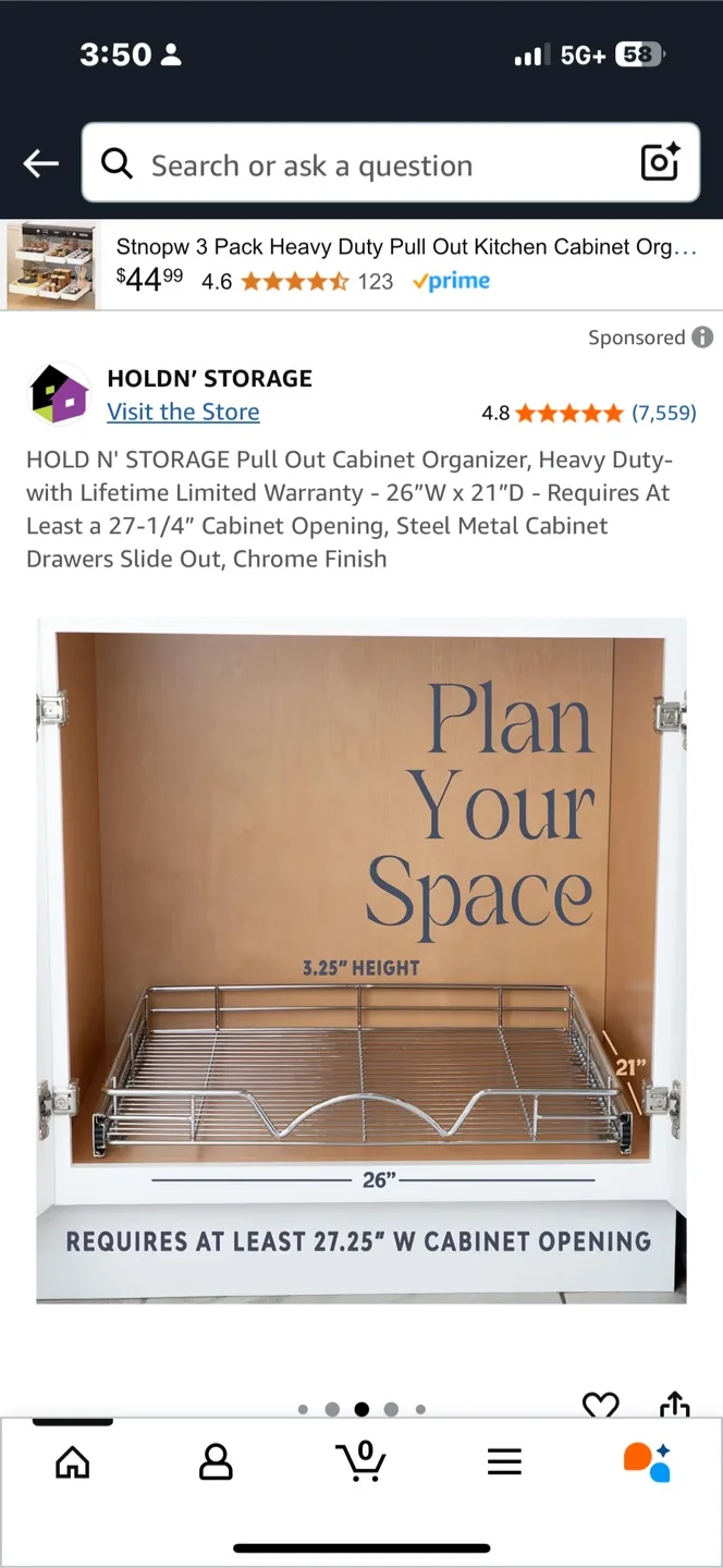 HOLDN' STORAGE Pull Out Cabinet Organizer 22"x21" thumbnail
