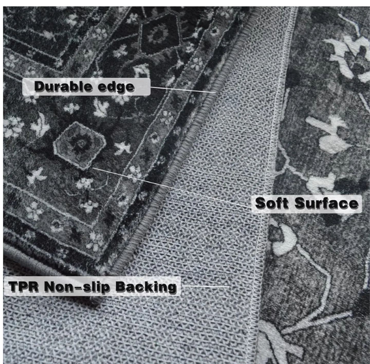 Black & White Area Rug - Machine Washable thumbnail