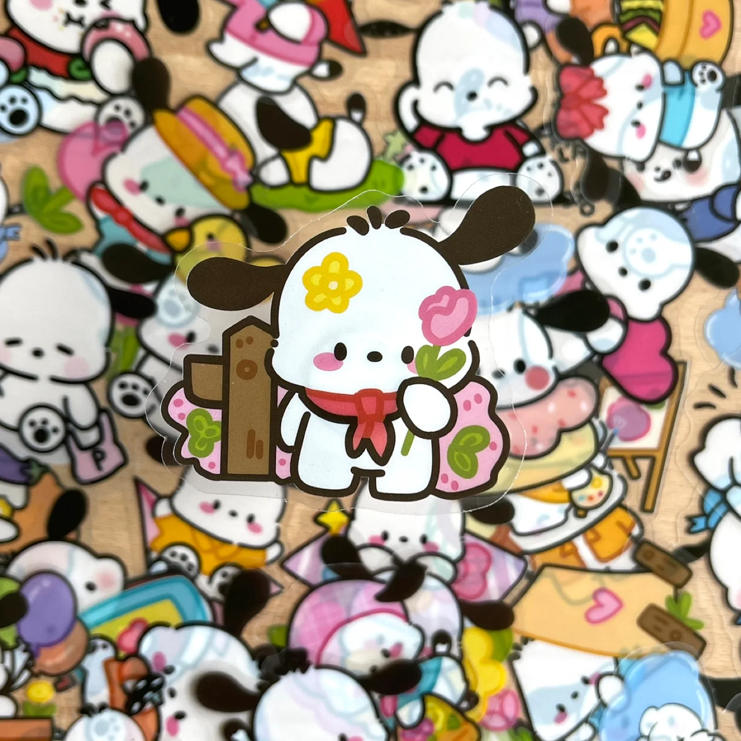 Pack of 50 Cute Pochacco Transparent Stickers 🇨🇦 thumbnail