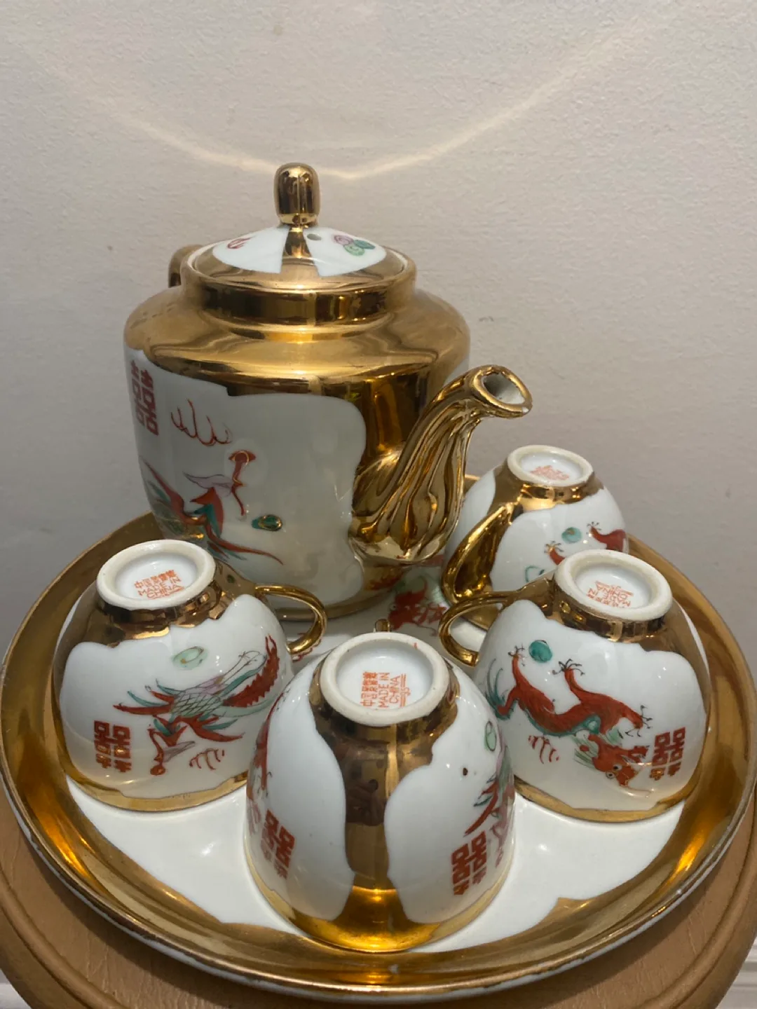 Vintage Chinese Tea Set 🇨🇦 Gold & White thumbnail
