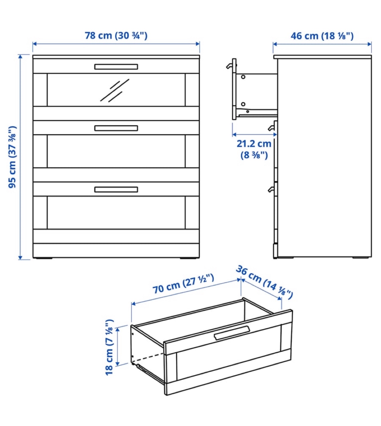 IKEA Brimnes 3-Drawer Chest, Black - photo 3