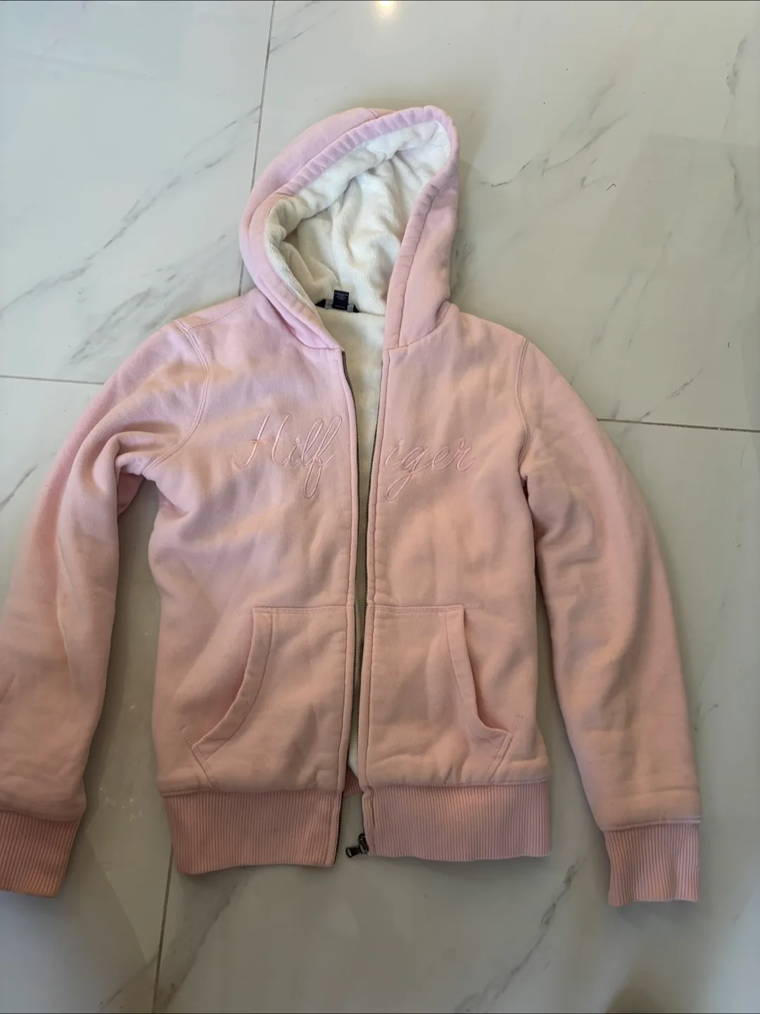 Tommy Hilfiger Pink Fleece Lined Hoodie - Size S thumbnail