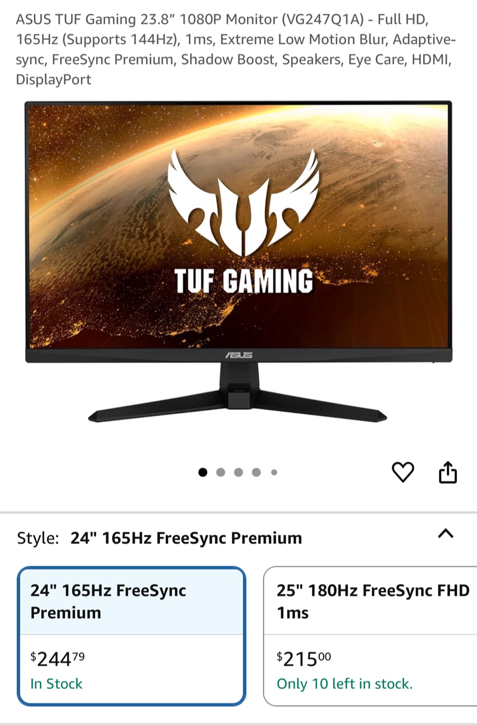 CAN GO LOWER - ASUS TUF Gaming VG247Q1A 23.8" Monitor