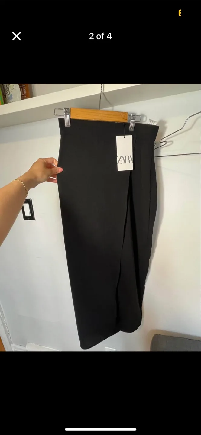 Zara Black Midi Skirt - New with Tags XS thumbnail