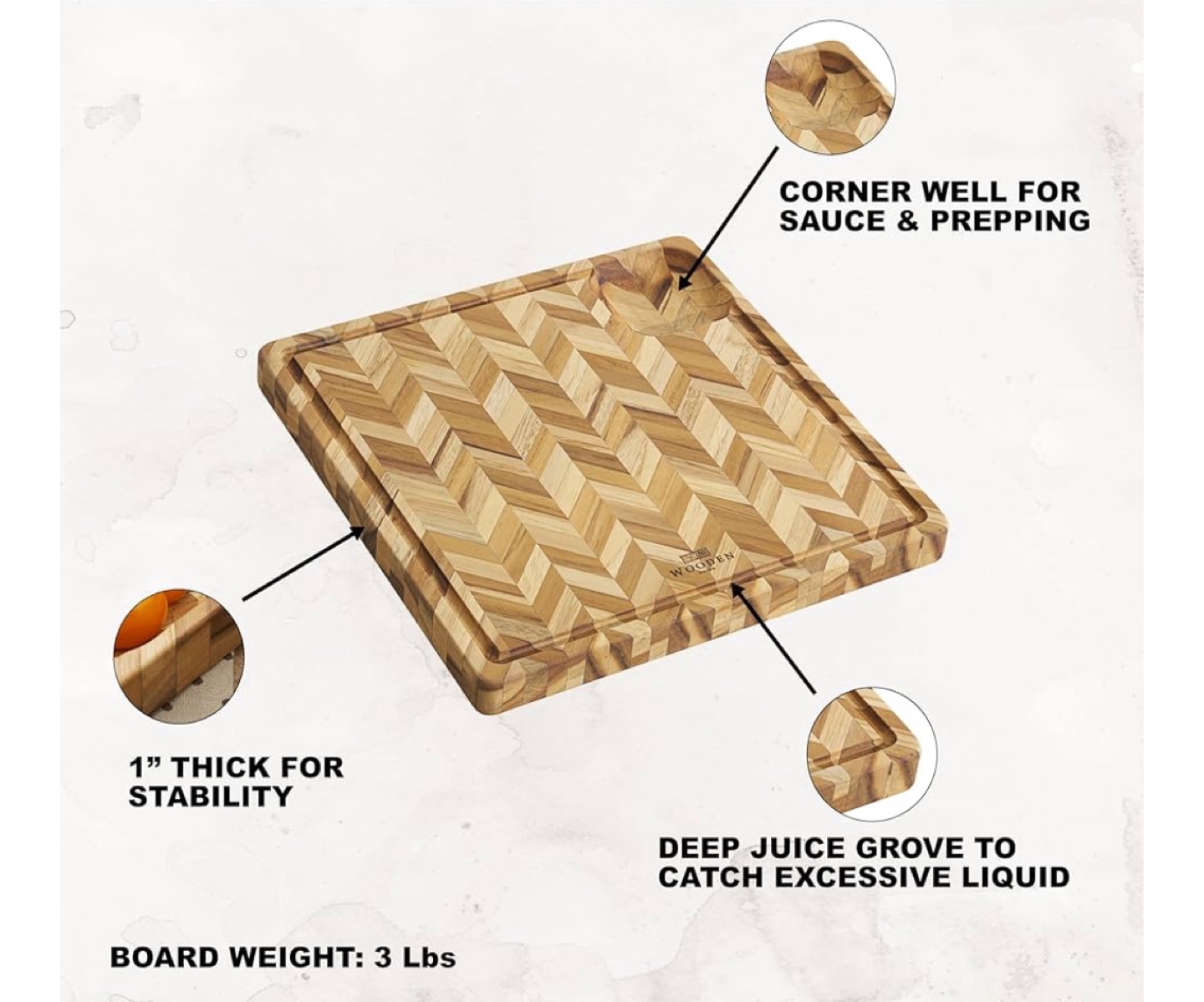 Wooden Teak Cutting Board 11.8"x11.8" - photo 3