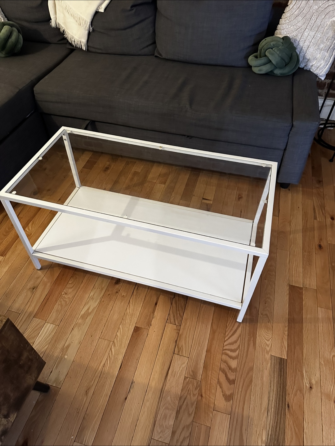 White Coffee Table with Glass Top