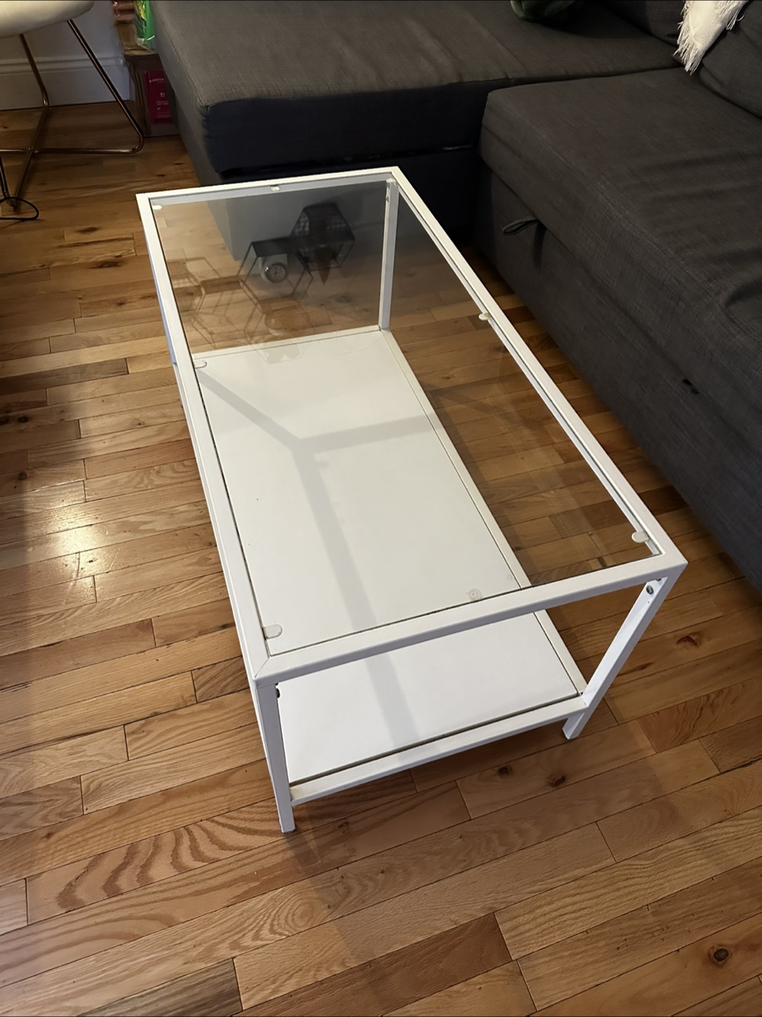 White Coffee Table with Glass Top - photo 3