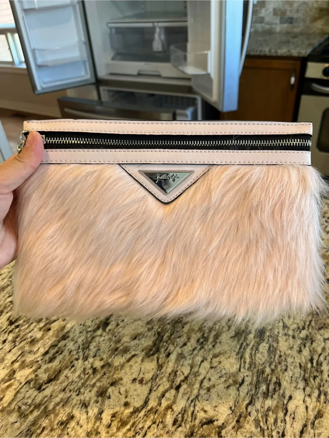 Pink Faux Fur Clutch thumbnail