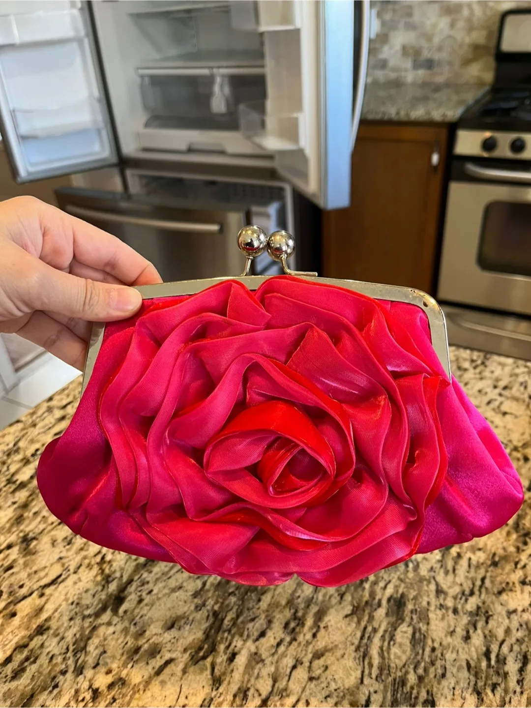 Pink Rose Clutch Purse thumbnail