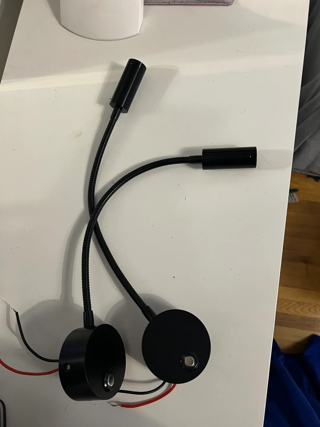 Black LED Gooseneck Reading Lights with usb charging slots thumbnail