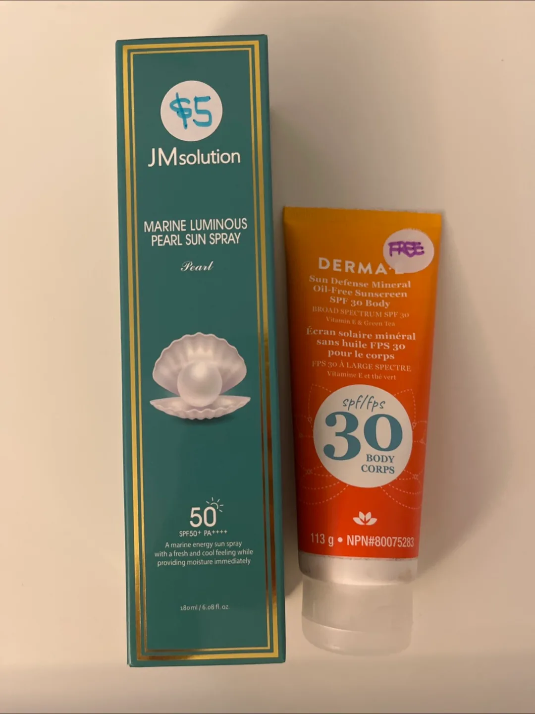 JM Solution Marine Luminous Pearl Sun Spray & Derma E SPF 30 thumbnail