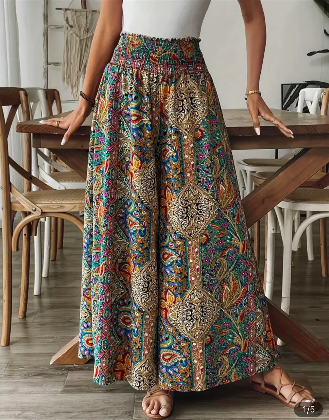 Women’s Vibrant Paisley Print High Waist Wide Leg Pants image indicator(4)