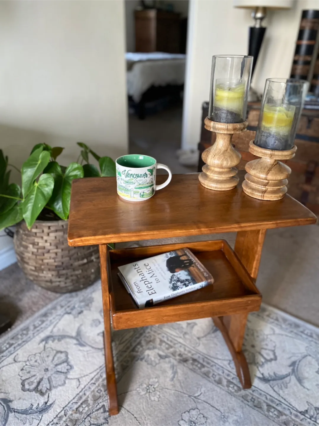 Wooden Side Table with Shelf thumbnail