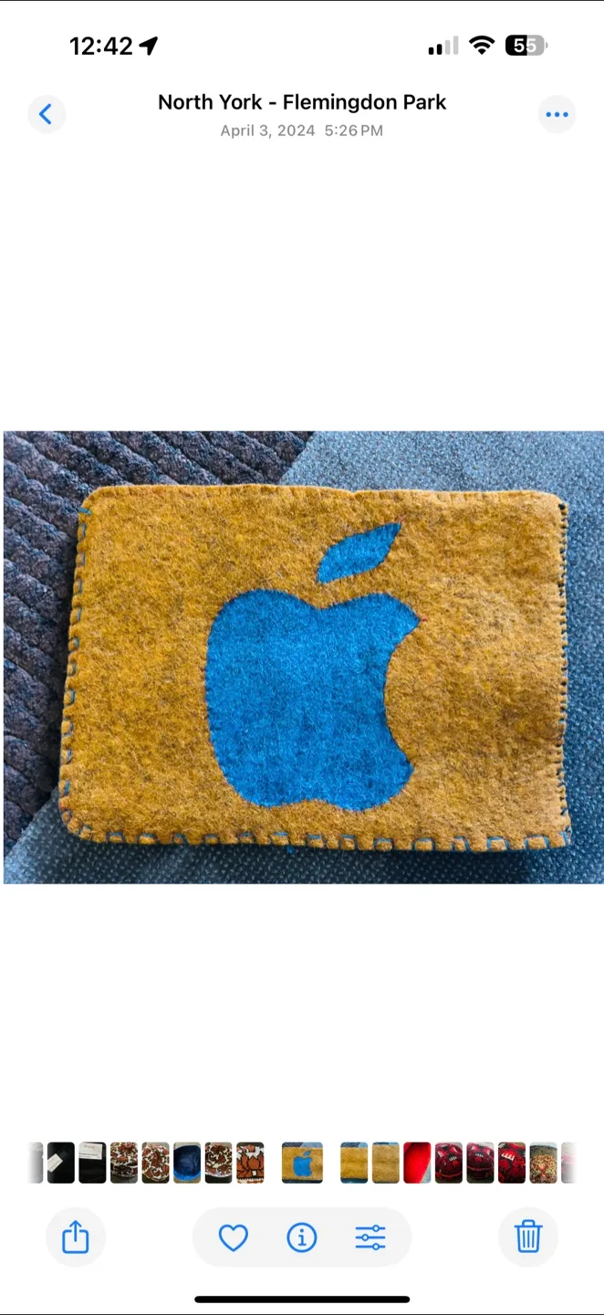 Apple Felt Pouch, handmade thumbnail