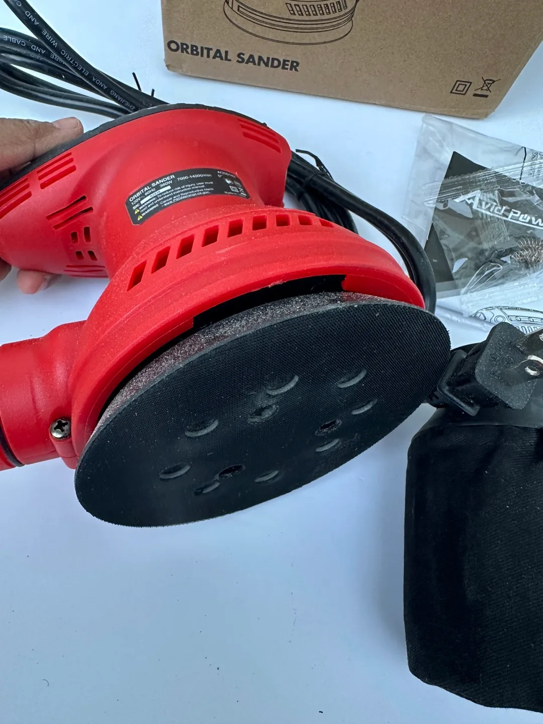 5" Orbital Sander 3.0A – 6 Speeds, 12 Sandpapers, Dust Bag thumbnail