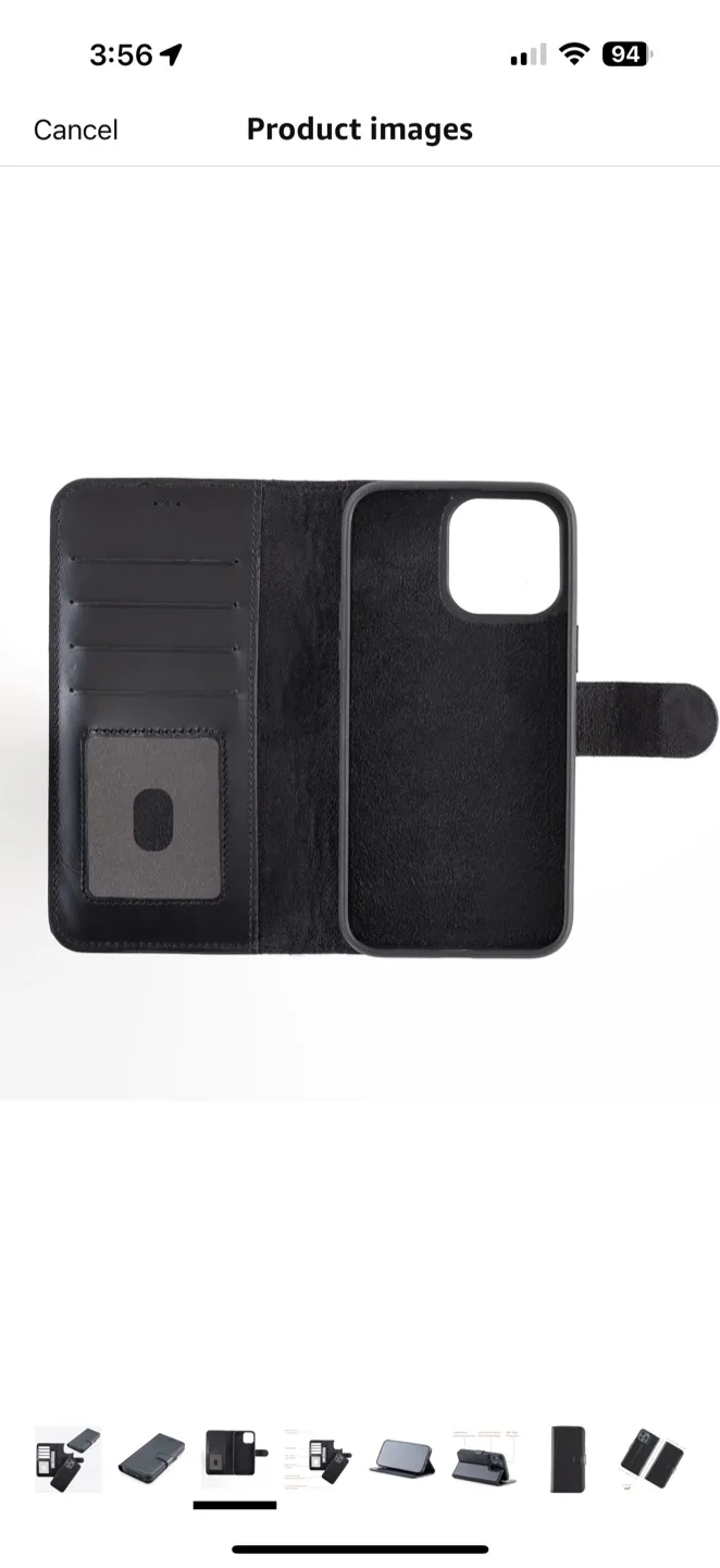 Black Leather Wallet Phone Case, iPhone 16 Pro Max thumbnail