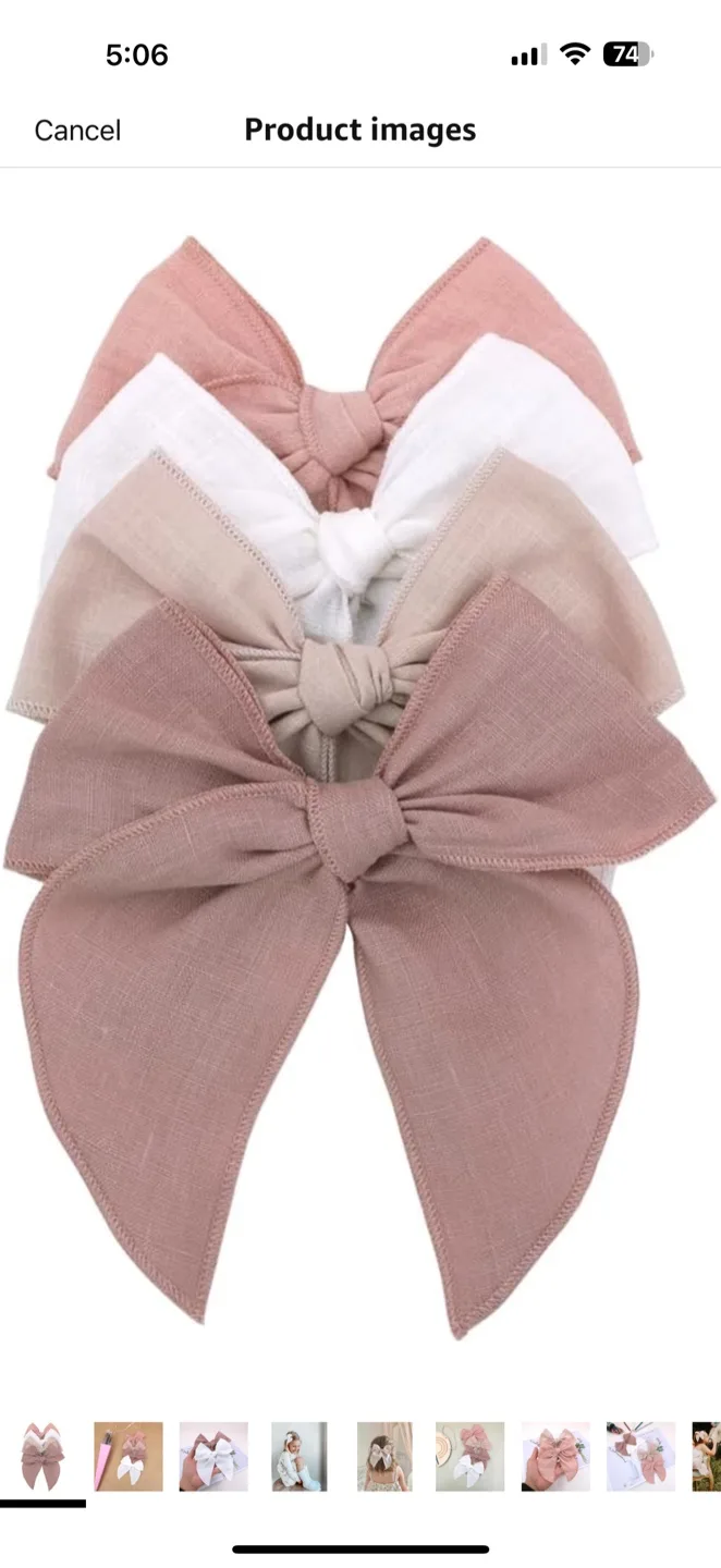 Linen Hair Bows - Set of 4 thumbnail