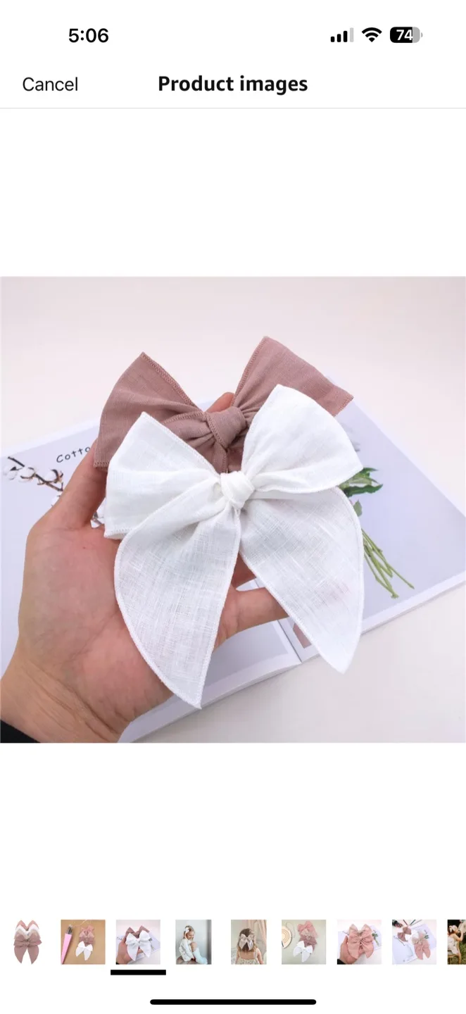 Linen Hair Bows - Set of 4 image indicator(3)