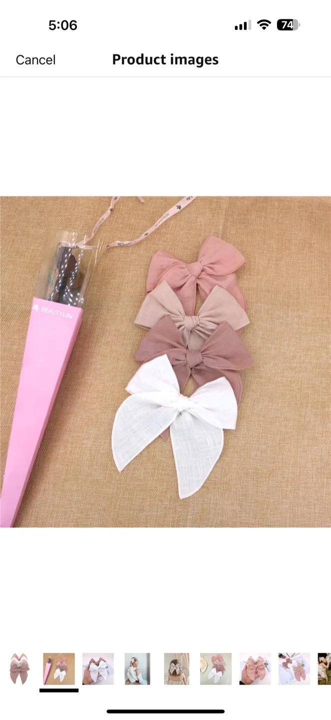 Linen Hair Bows - Set of 4 image indicator(2)