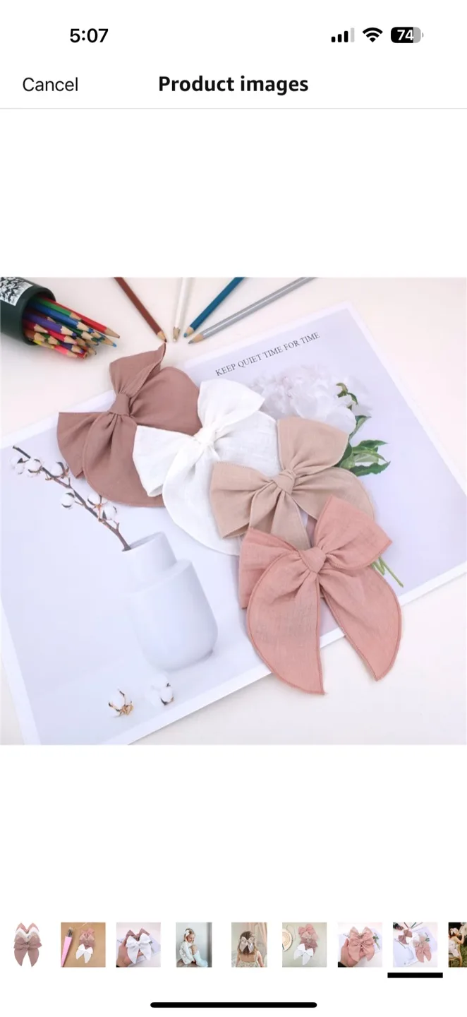 Linen Hair Bows - Set of 4 image indicator(8)
