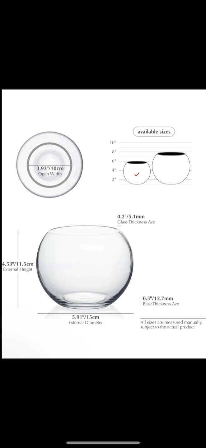 Small Round Glass Fish Bowl Vase, brand new image indicator(2)