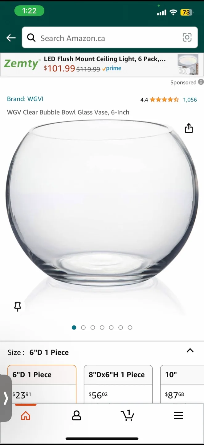 Small Round Glass Fish Bowl Vase, brand new image indicator(8)