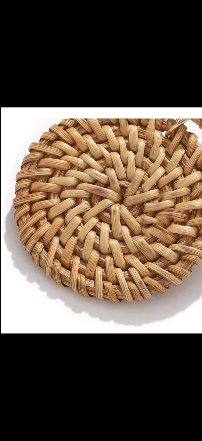 Woven Rattan Circle Drop Earrings, brand new image indicator(7)
