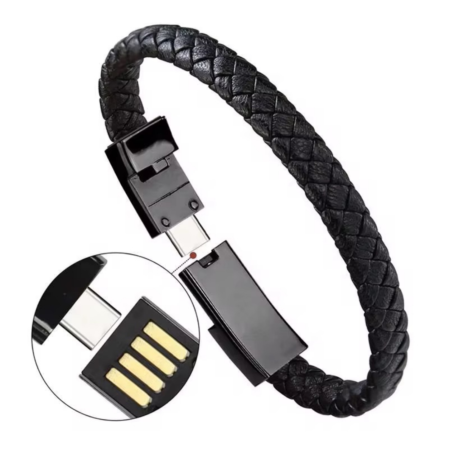 Braided USB Charging Bracelet - Black - photo 4