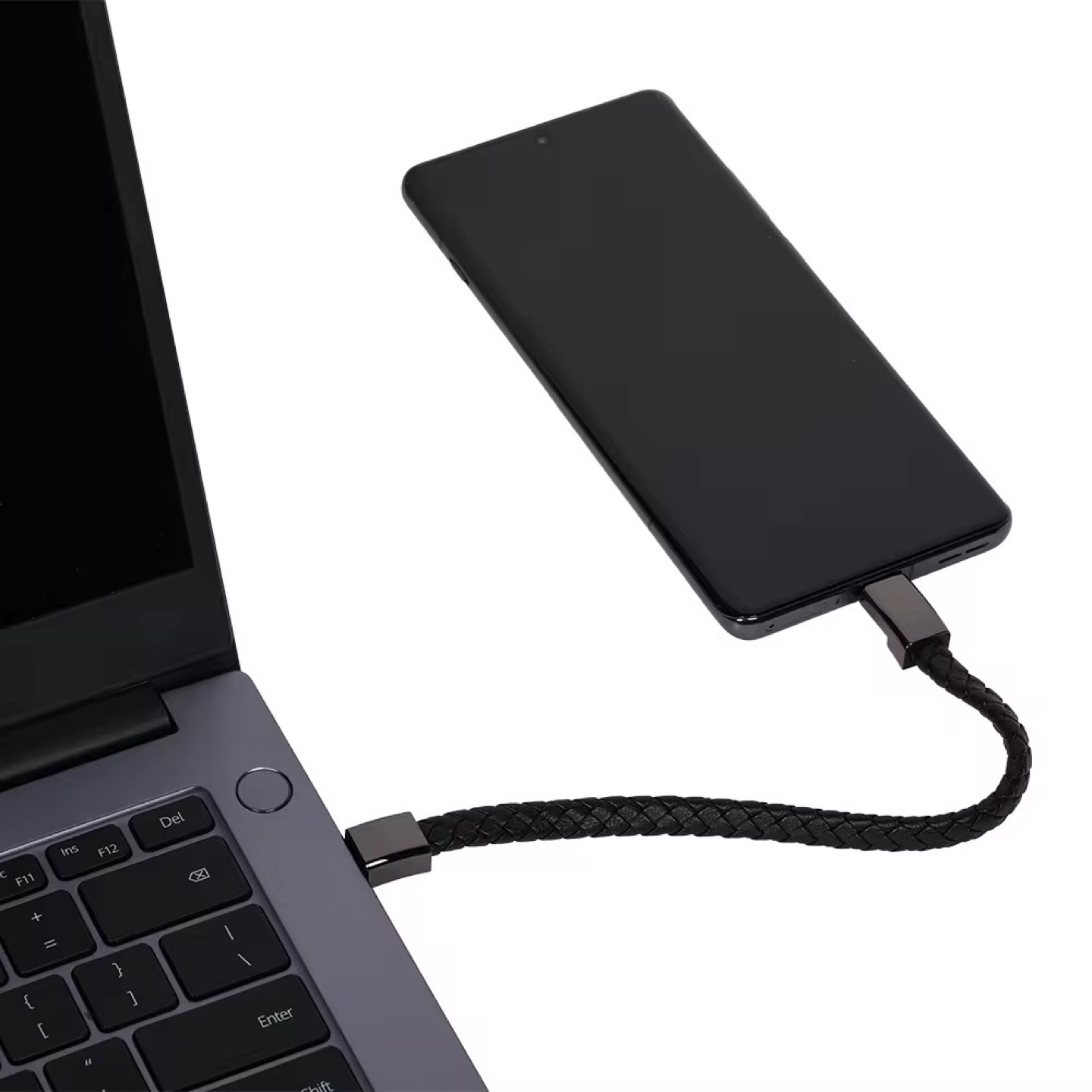 Braided USB Charging Bracelet - Black - photo 2