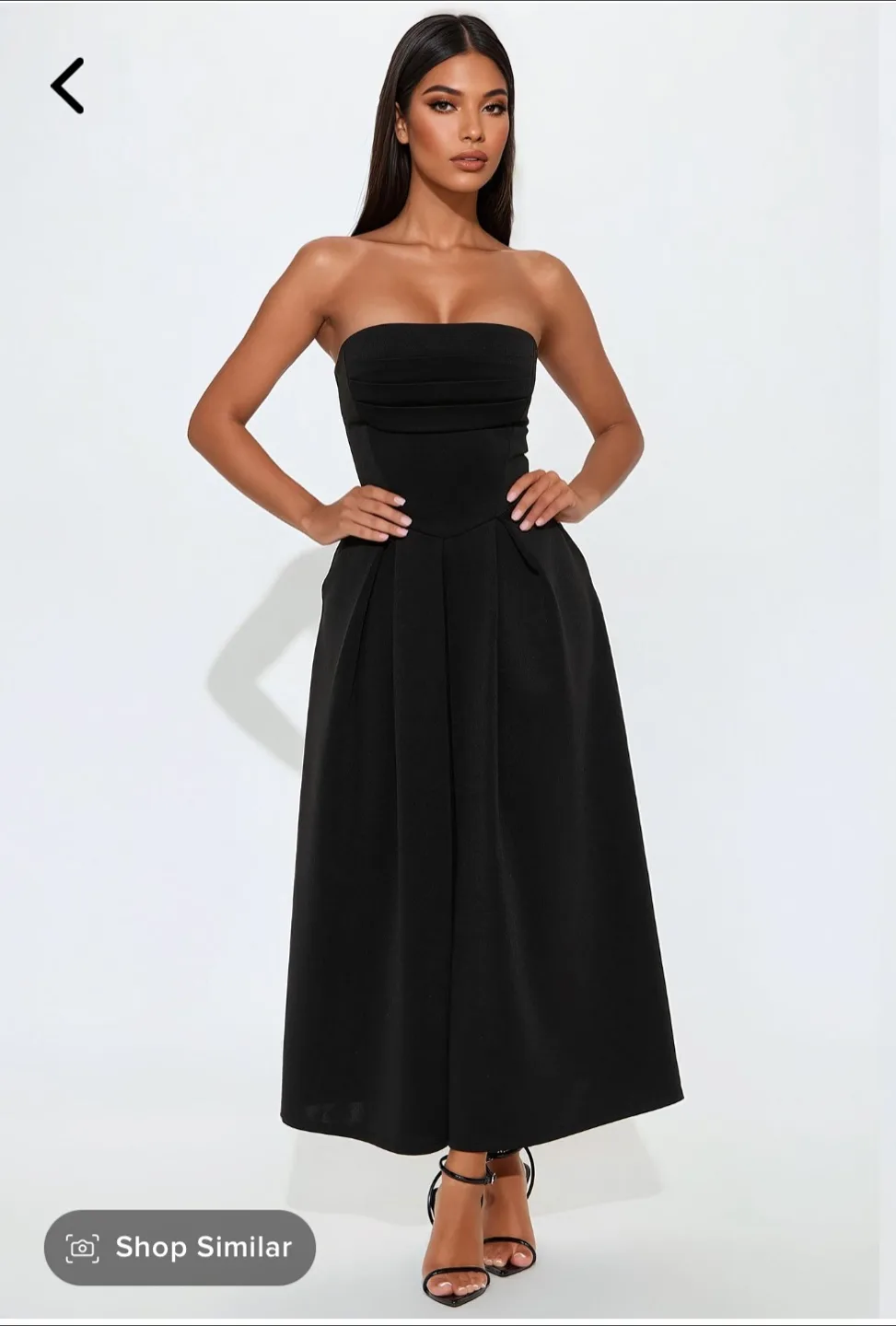 Fashionova  Black Strapless Midi Dress thumbnail