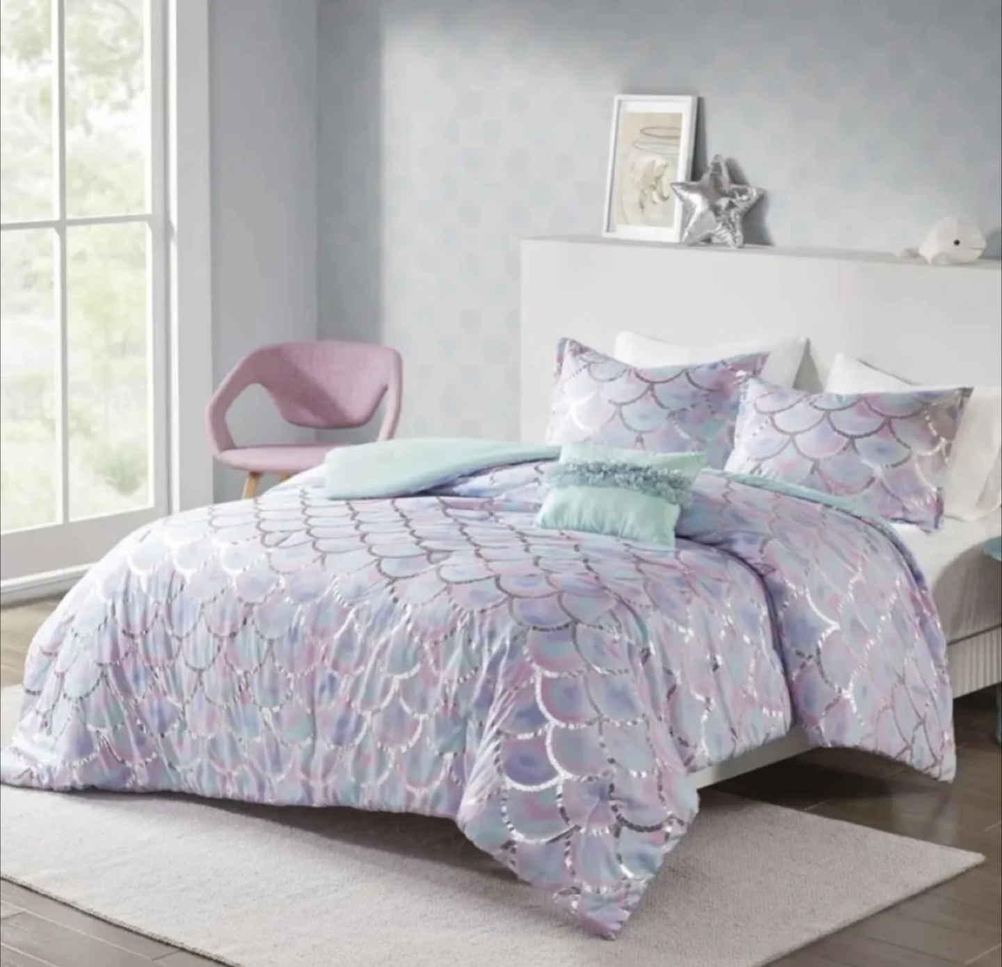 Mermaid Microfiber Reversible Comforter Set
