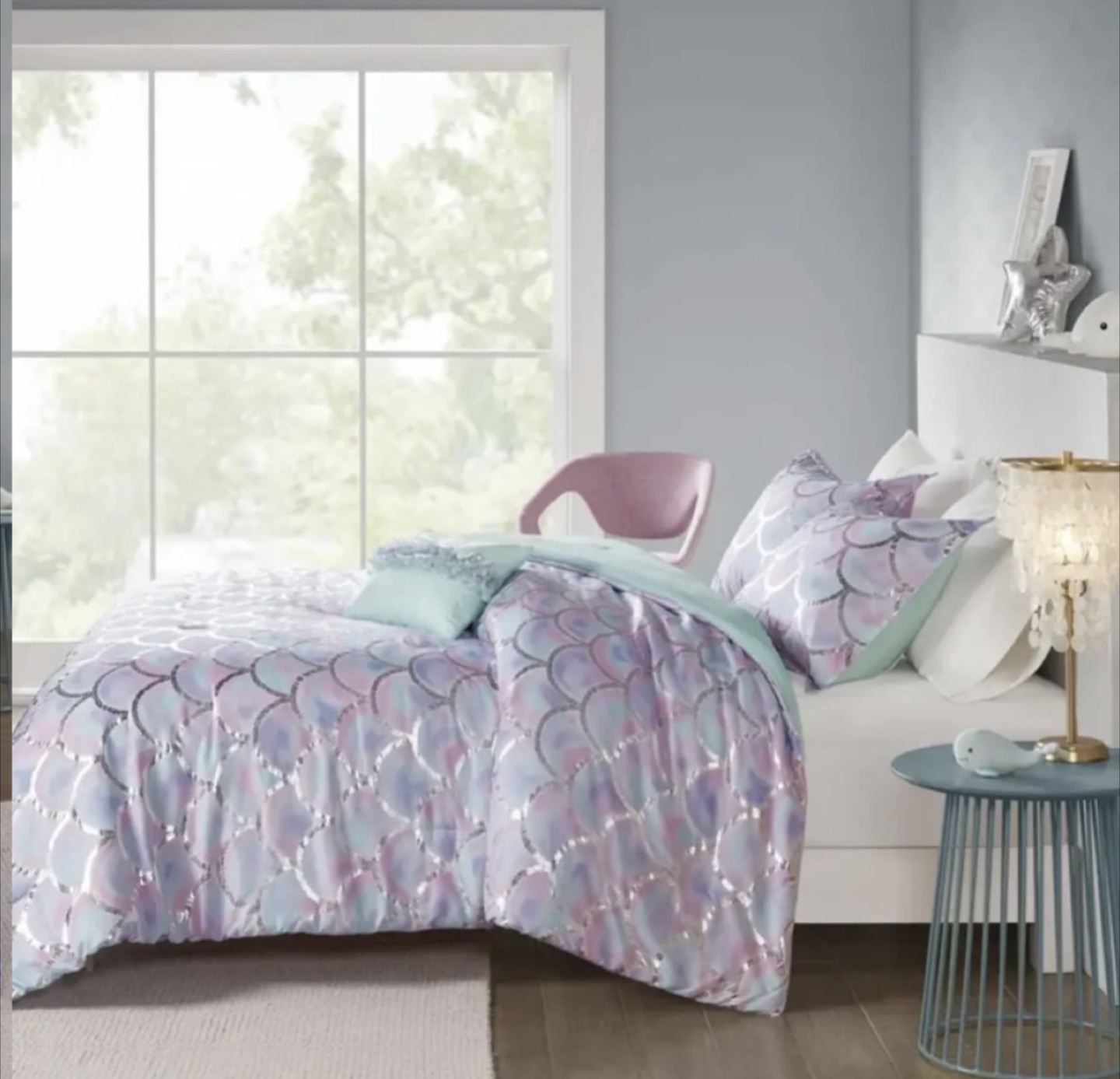 Mermaid Microfiber Reversible Comforter Set - photo 3